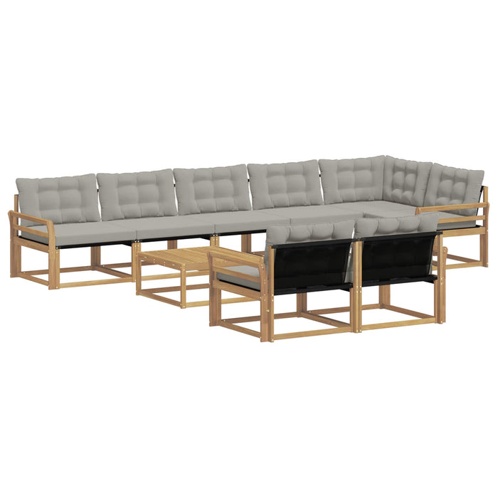 Set de canapele de exterior 9 pcs Alb și gri deschis WALTI