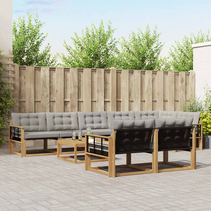 Set de canapele de exterior 9 pcs Alb și gri deschis WALTI