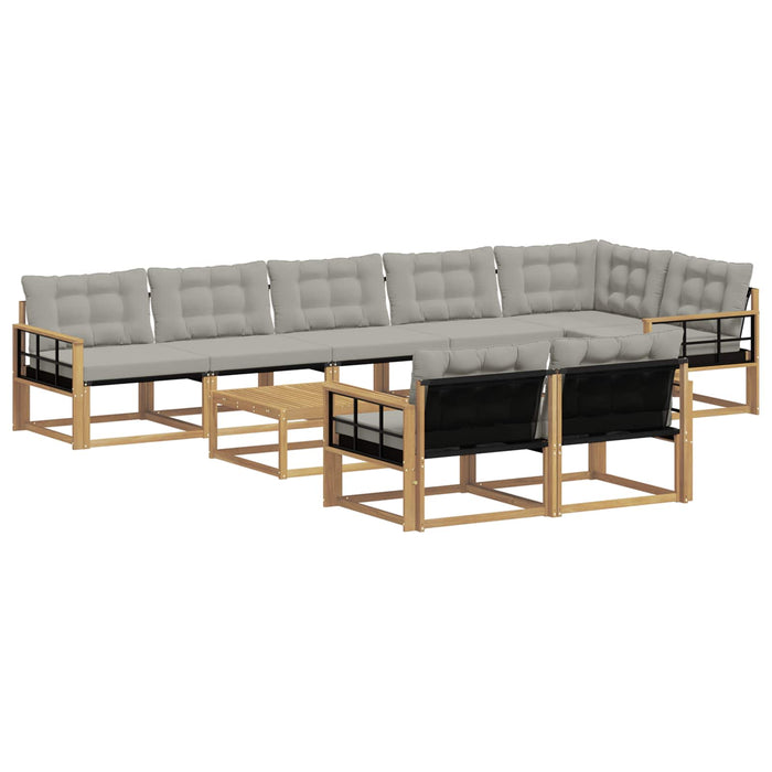Set de canapele de exterior 9 pcs Alb și gri deschis WALTI