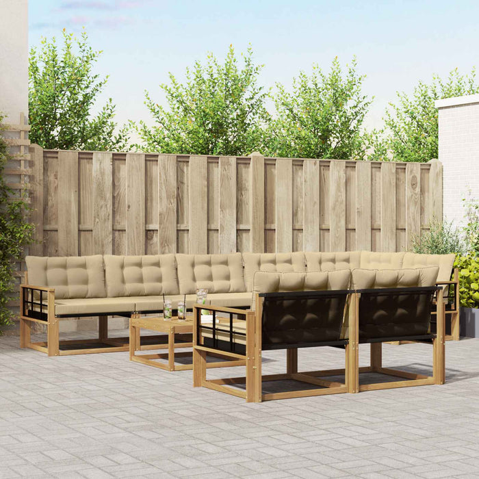 Set de canapele de exterior 9 pcs Alb și Bej 79 x 79 x 37 cm WALTI