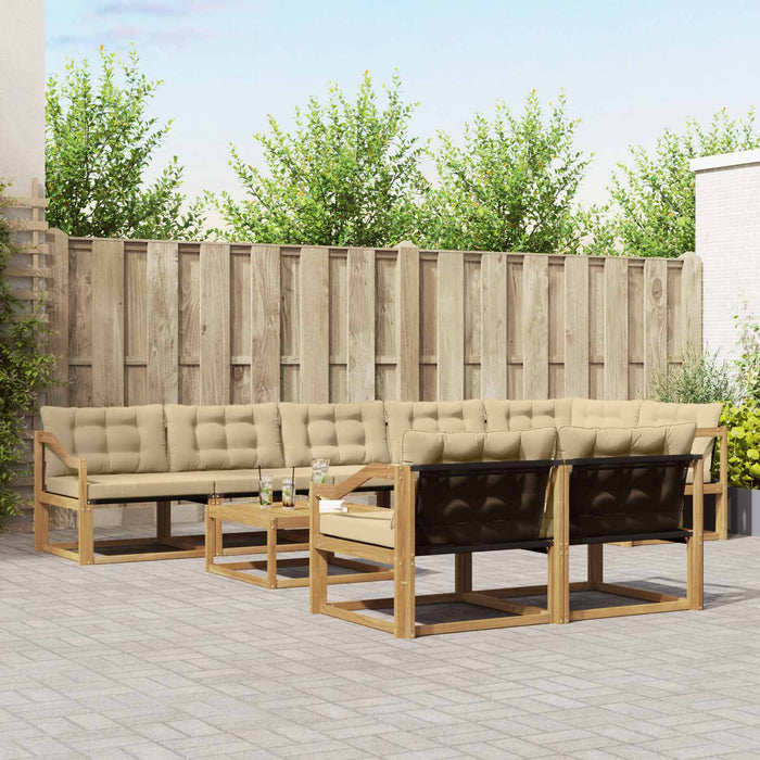 Set de canapele de exterior 9 pcs Alb și Bej 79 x 79 x 37 cm WALTI