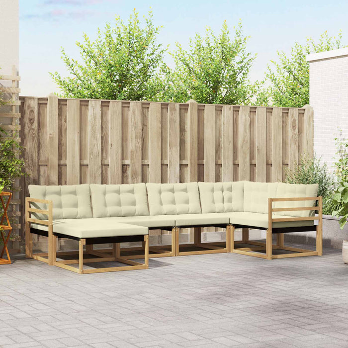 Set de canapele de exterior cu pernă 6 pcs Alb și crem WALTI