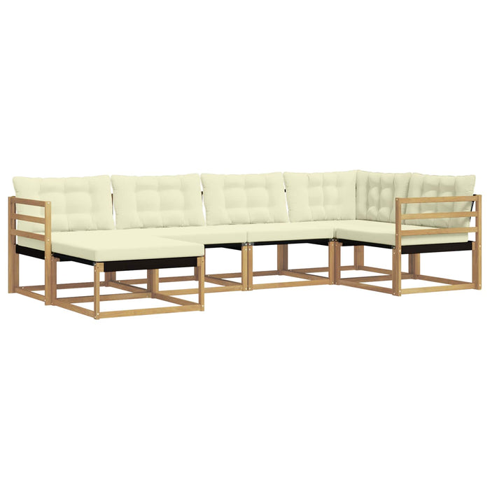 Set de canapele de exterior cu pernă 6 pcs Alb și crem WALTI