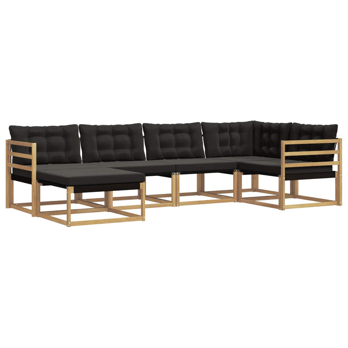 Set de canapele de exterior cu pernă 6 pcs Alb și negru WALTI