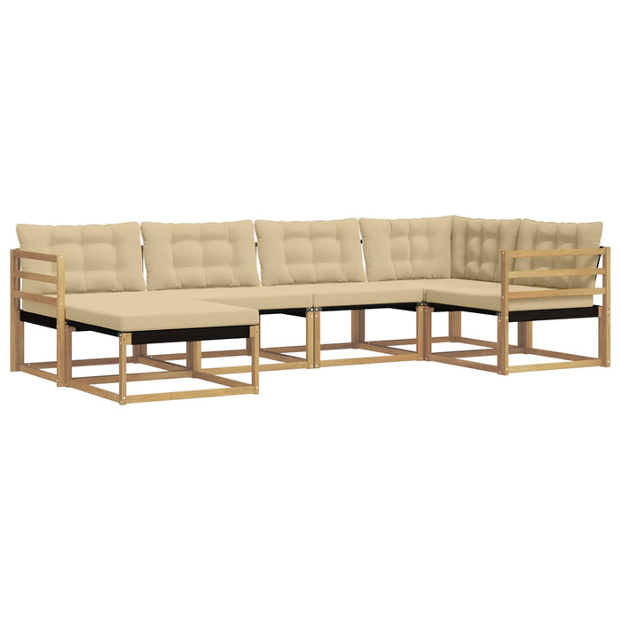Set de canapele de exterior cu pernă 6 pcs Alb și Bej WALTI