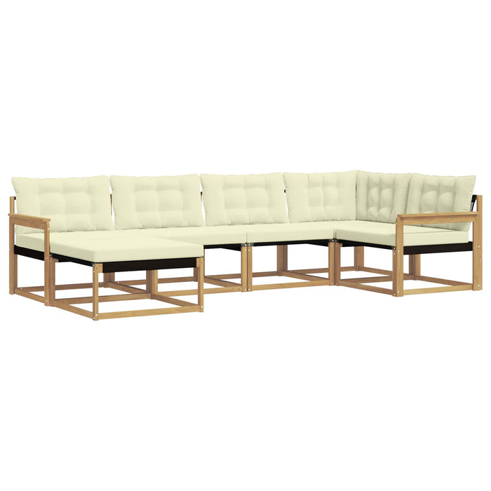 Set de canapele de exterior cu pernă 6 pcs Alb și crem WALTI