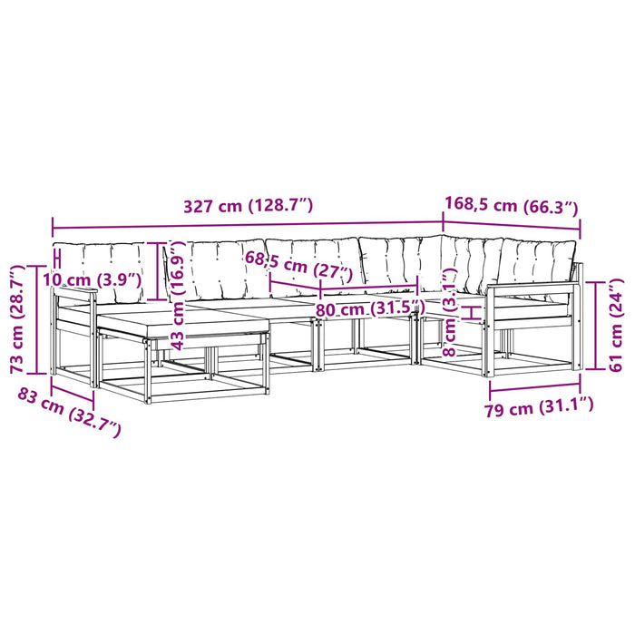 Set de canapele de exterior cu pernă 6 pcs Alb și crem WALTI