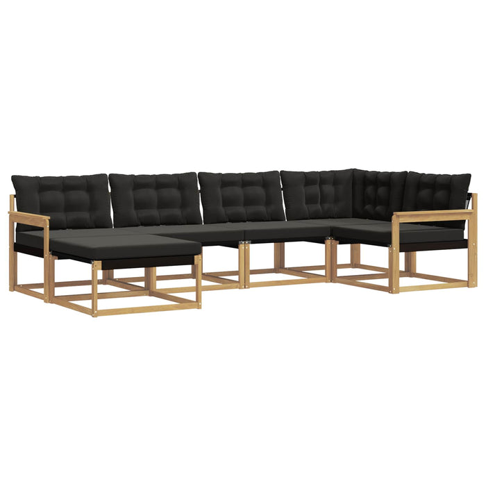 Set de canapele de exterior cu pernă 6 pcs Alb și negru WALTI