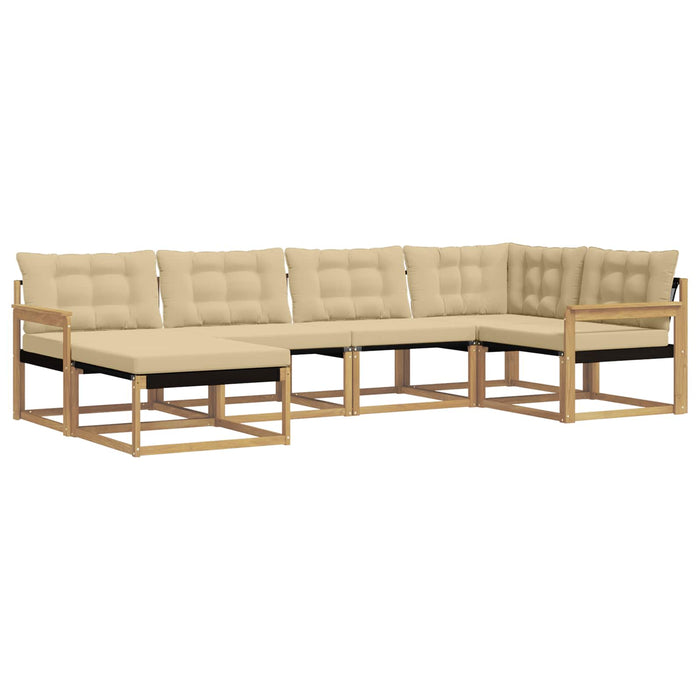 Set de canapele de exterior cu pernă 6 pcs Alb și Bej WALTI