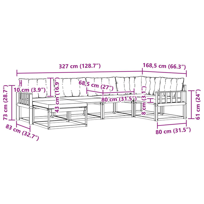 Set de canapele de exterior cu pernă 6 pcs Alb și negru WALTI