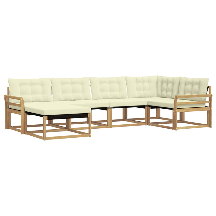 Set de canapele de exterior cu pernă 6 pcs Alb și crem WALTI