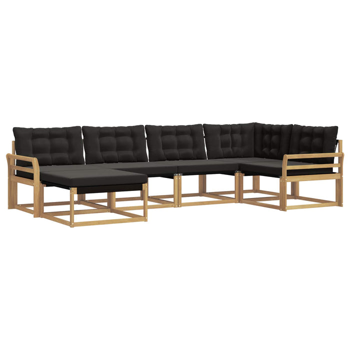 Set de canapele de exterior cu pernă 6 pcs Alb și negru WALTI