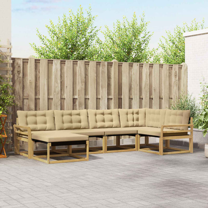 Set de canapele de exterior cu pernă 6 pcs Alb și Bej WALTI