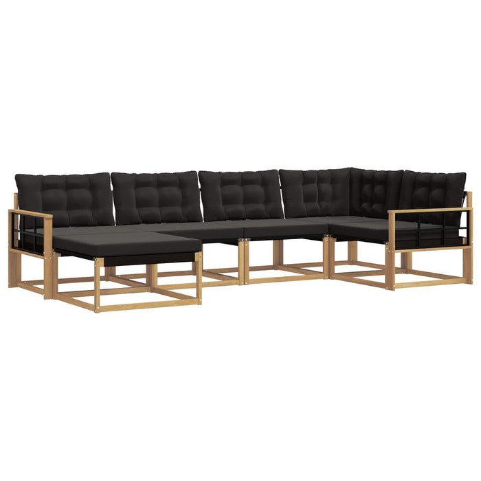 Set de canapele de exterior cu pernă 6 pcs Alb și negru WALTI