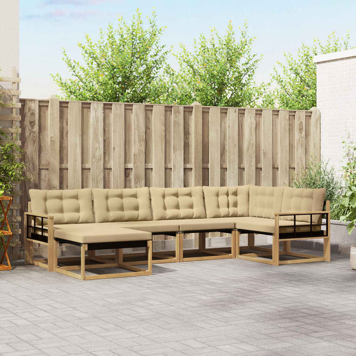 Set de canapele de exterior cu pernă 6 pcs Alb și Bej WALTI