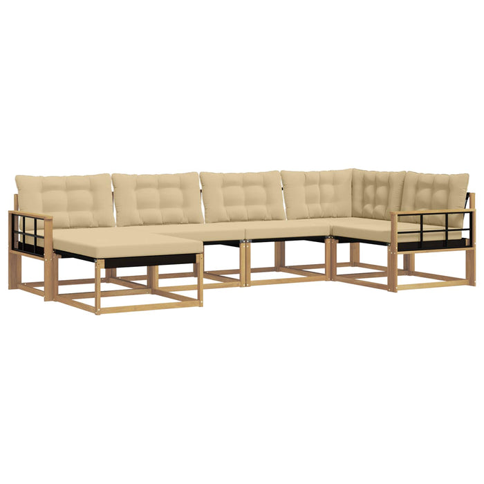 Set de canapele de exterior cu pernă 6 pcs Alb și Bej WALTI