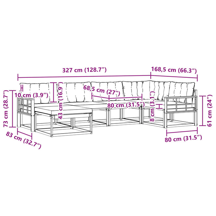 Set de canapele de exterior cu pernă 6 pcs Alb și Bej WALTI
