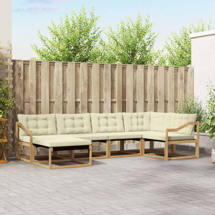 Set de canapele de exterior cu pernă 6 pcs Alb și crem WALTI