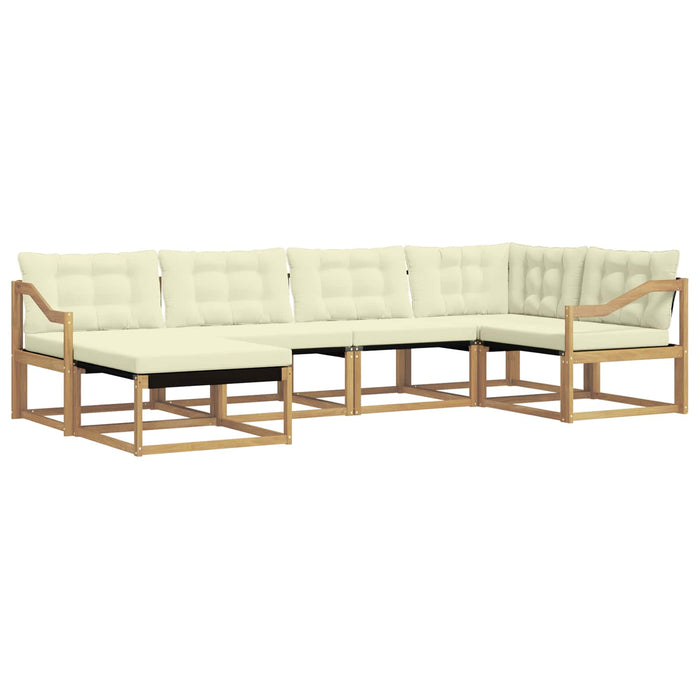 Set de canapele de exterior cu pernă 6 pcs Alb și crem WALTI