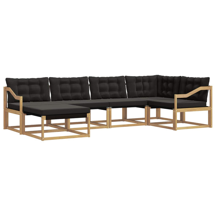 Set de canapele de exterior cu pernă 6 pcs Alb și negru WALTI