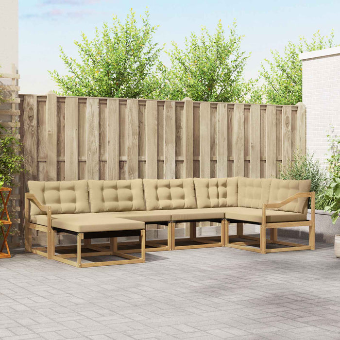 Set de canapele de exterior cu pernă 6 pcs Alb și Bej WALTI