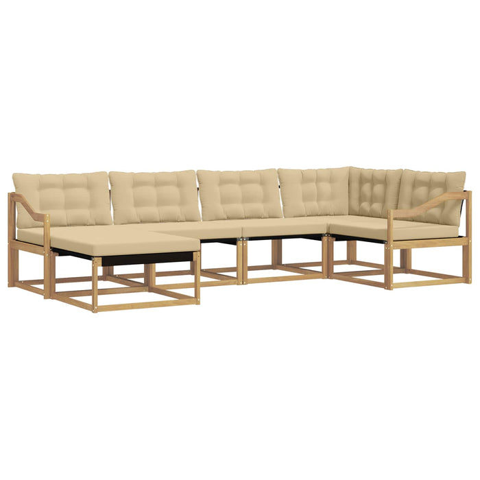 Set de canapele de exterior cu pernă 6 pcs Alb și Bej WALTI