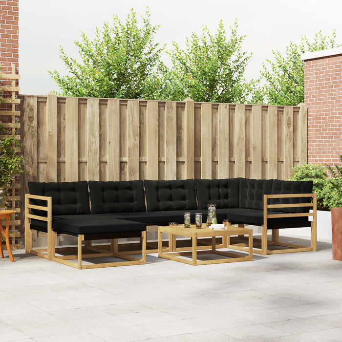 Set de canapele de exterior 7 pcs Alb și negru 79 x 79 x 37 cm WALTI