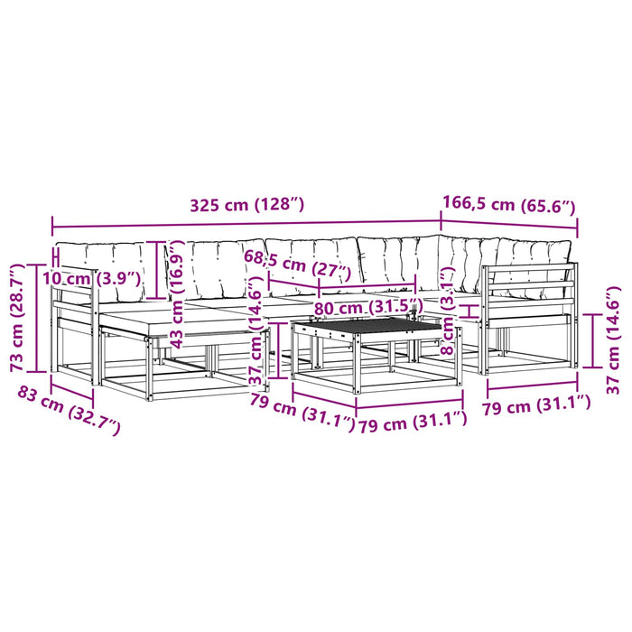 Set de canapele de exterior 7 pcs Alb și Bej 79 x 79 x 37 cm WALTI