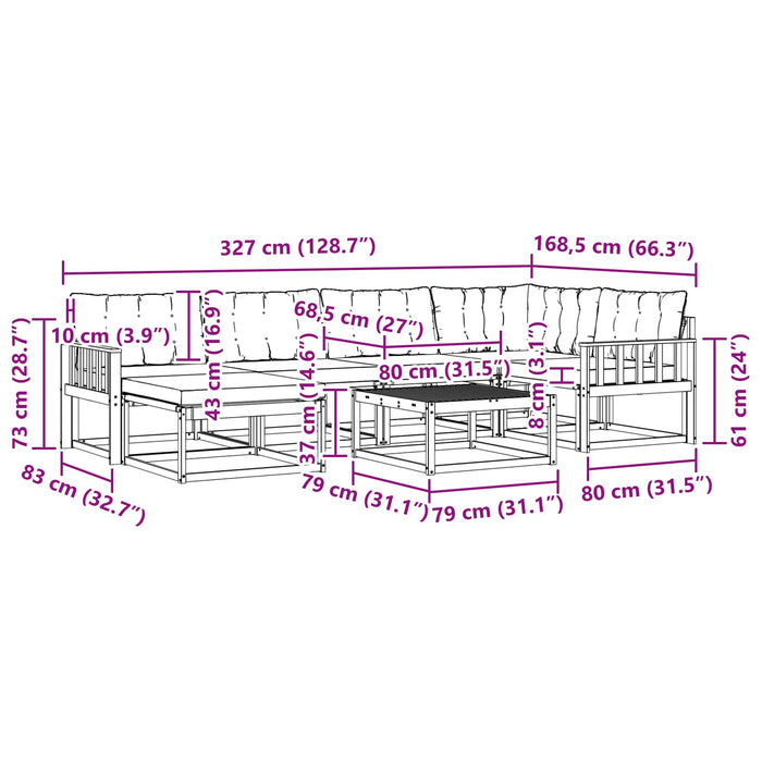 Set de canapele de exterior 7 pcs Alb și crem 79 x 79 x 37 cm WALTI
