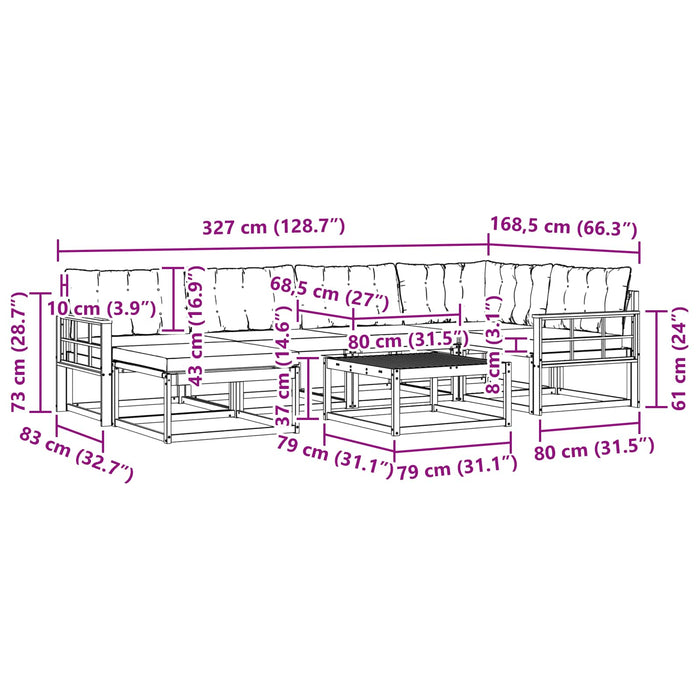 Set de canapele de exterior 7 pcs Alb și Bej 79 x 79 x 37 cm WALTI