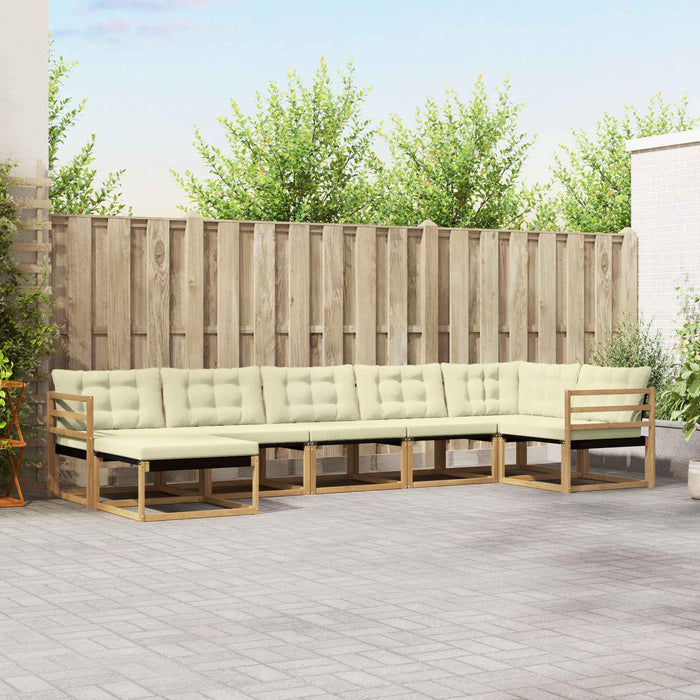 Set de canapele de exterior cu pernă 7 pcs Alb și crem WALTI