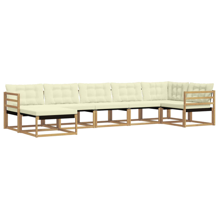 Set de canapele de exterior cu pernă 7 pcs Alb și crem WALTI