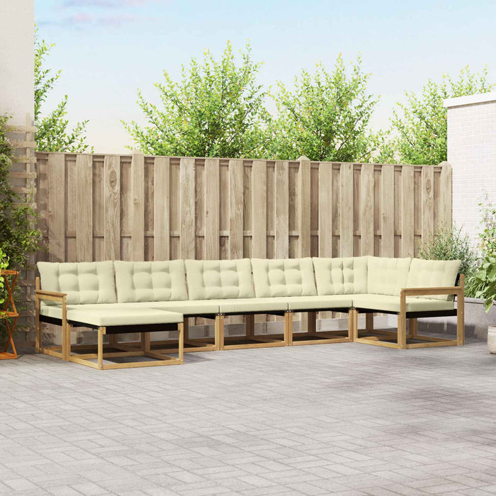Set de canapele de exterior cu pernă 7 pcs Alb și crem WALTI