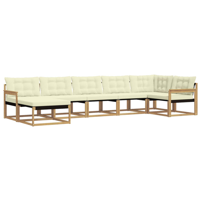 Set de canapele de exterior cu pernă 7 pcs Alb și crem WALTI