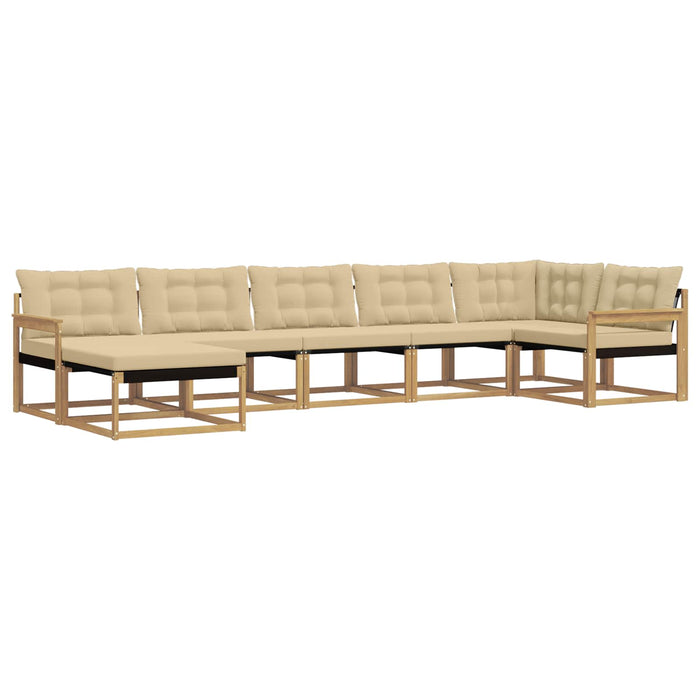Set de canapele de exterior cu pernă 7 pcs Alb și Bej WALTI