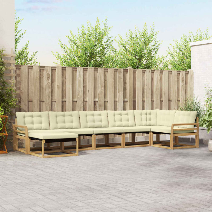 Set de canapele de exterior cu pernă 7 pcs Alb și crem WALTI
