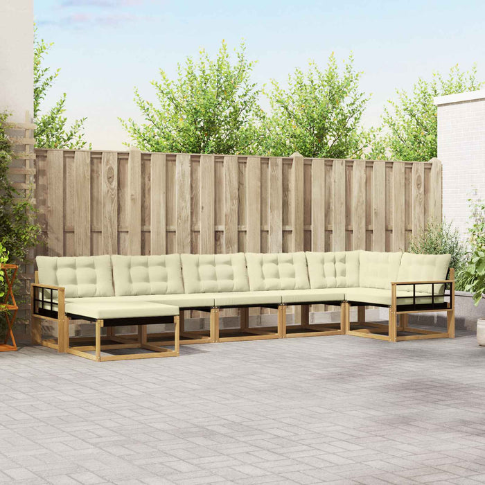 Set de canapele de exterior cu pernă 7 pcs Alb și crem WALTI