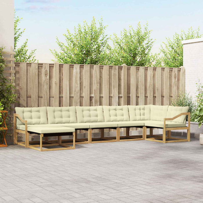 Set de canapele de exterior cu pernă 7 pcs Alb și crem WALTI