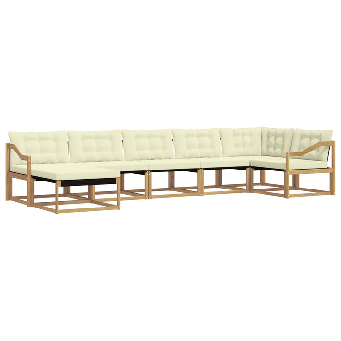 Set de canapele de exterior cu pernă 7 pcs Alb și crem WALTI
