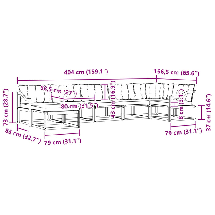 Set de canapele de exterior cu pernă 7 pcs Alb și negru WALTI