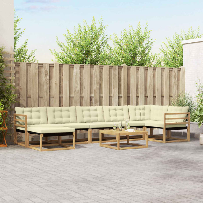 Set de canapele de exterior 8 pcs Alb și crem WALTI