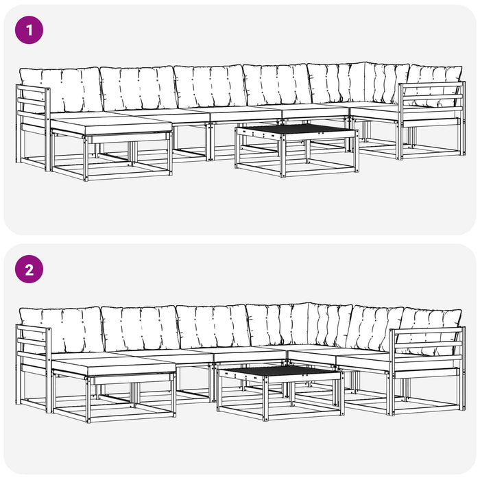 Set de canapele de exterior 8 pcs Alb și negru WALTI