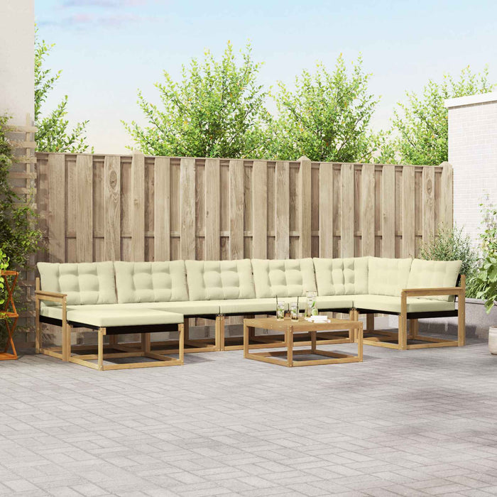 Set de canapele de exterior 8 pcs Alb și crem WALTI