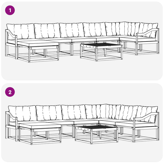 Set de canapele de exterior 8 pcs Alb și negru 79 x 79 x 37 cm WALTI