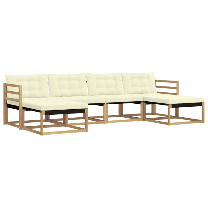 Set de canapele de exterior cu pernă 6 pcs Alb și crem WALTI