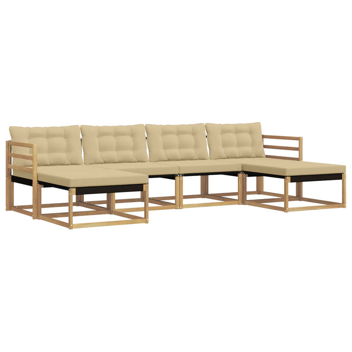 Set de canapele de exterior cu pernă 6 pcs Alb și Bej WALTI