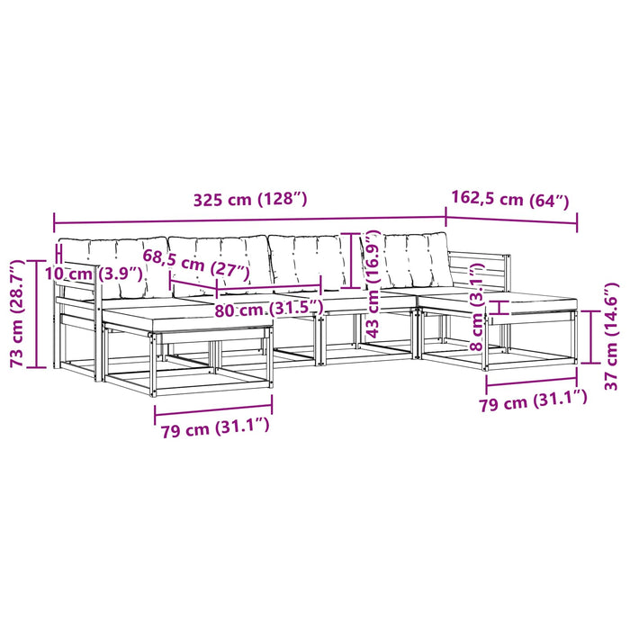 Set de canapele de exterior cu pernă 6 pcs Alb și Bej WALTI