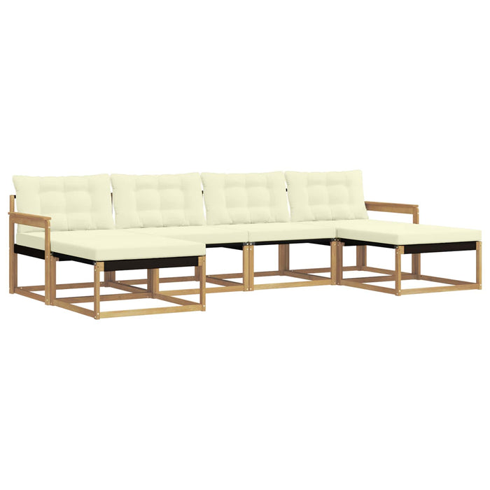 Set de canapele de exterior cu pernă 6 pcs Alb și crem WALTI