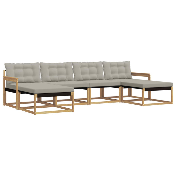 Set de canapele de exterior cu pernă 6 pcs Alb și gri deschis WALTI