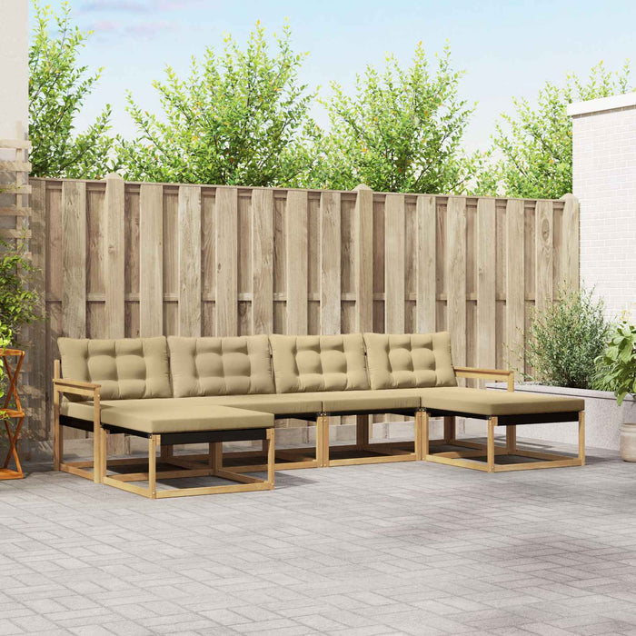 Set de canapele de exterior cu pernă 6 pcs Alb și Bej WALTI